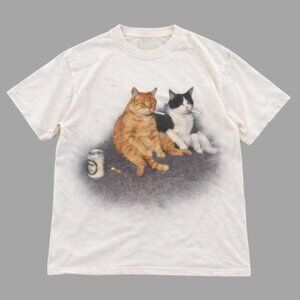 White - Smoking Cool Cats Graphic Tee – Reprint unisex’s shirt